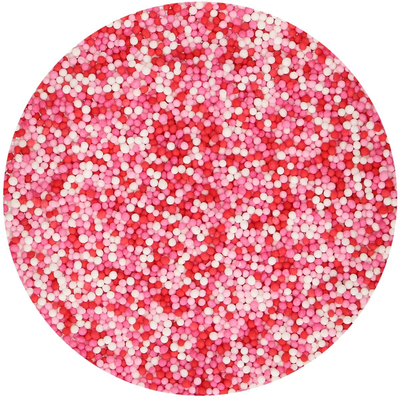 Dekoračný posyp Nonpareils Lotsoflove 800 g, červená, ružová a biela | FUNCAKES, F51615