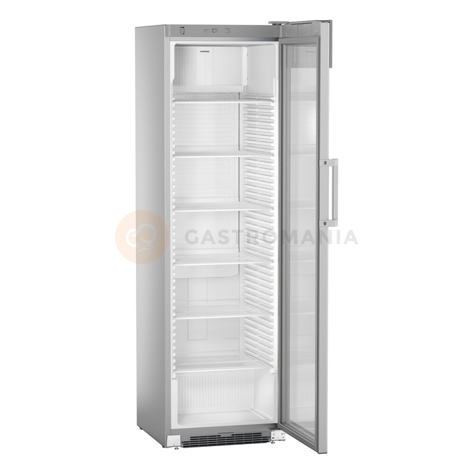 Chladiaca výstavná vitrína s dynamickým chladením, so sklenenými dverami a reklamnou plochou, 441 l, 600x696x2027 mm | LIEBHERR, FKDv 4513 Premium