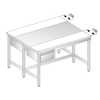 Stôl centrálny z nerezovej ocele s krájacími doskami a 2 šuplíky 1500x1400x850 mm | DORA METAL, DM-3107