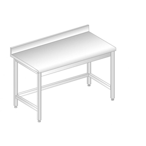 Stôl nástenný z nerezovej ocele so zadnou lištou a odkvapovou lištou 1200x700x850 mm | DORA METAL, DM-S-3101