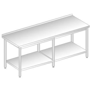 Stôl nástenný nerezový s policou 2700x700x850 mm | DORA METAL, DM-3104