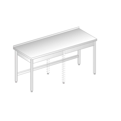 Stôl nástenný z nerezovej ocele 1500x600x850 mm | DORA METAL, DM-3100