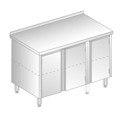 Stôl nástenný z nerezovej ocele s 2 skrinkami 1400x700x850 mm | DORA METAL, DM-3125