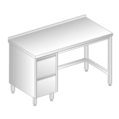 Stôl nástenný z nerezovej ocele s 2 šuplíkmi 1000x600x850 mm | DORA METAL, DM-3112