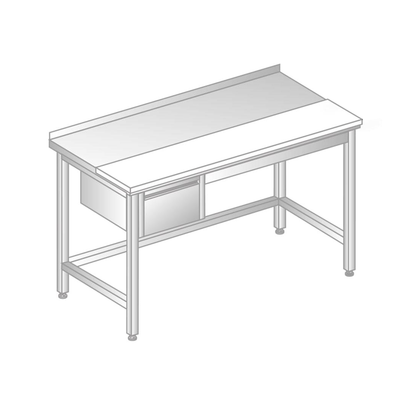 Stôl nástenný z nerezovej ocele s krájacou doskou a šuplíkom 1400x600x850 mm | DORA METAL, DM-3106