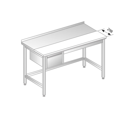 Stôl nástenný z nerezovej ocele s krájacou doskou a šuplíkom 1500x600x850 mm | DORA METAL, DM-3106