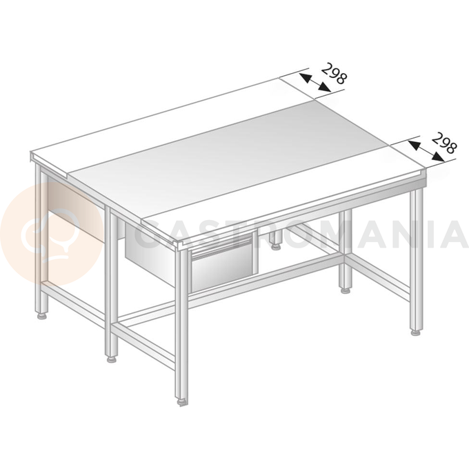 Stôl centrálny z nerezovej ocele s krájacími doskami a 2 šuplíky 1800x1400x850 mm | DORA METAL, DM-3107