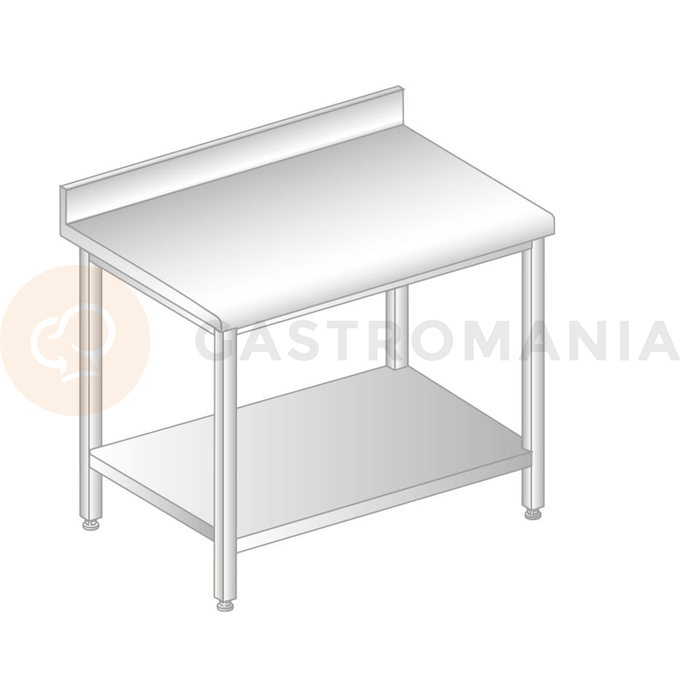 Stôl nástenný nerezový s policou, so zadnou lištou a odkvapovou lištou 1000x700x850 mm | DORA METAL, DM-S-3103