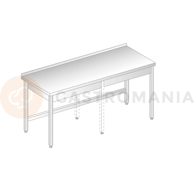 Stôl nástenný z nerezovej ocele 1500x600x850 mm | DORA METAL, DM-3100