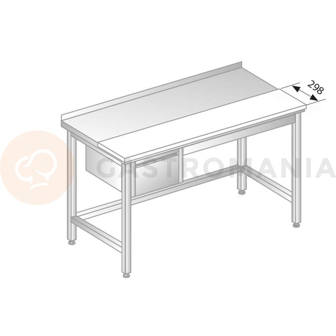 Stôl nástenný z nerezovej ocele s krájacou doskou a šuplíkom 1000x700x850 mm | DORA METAL, DM-3106
