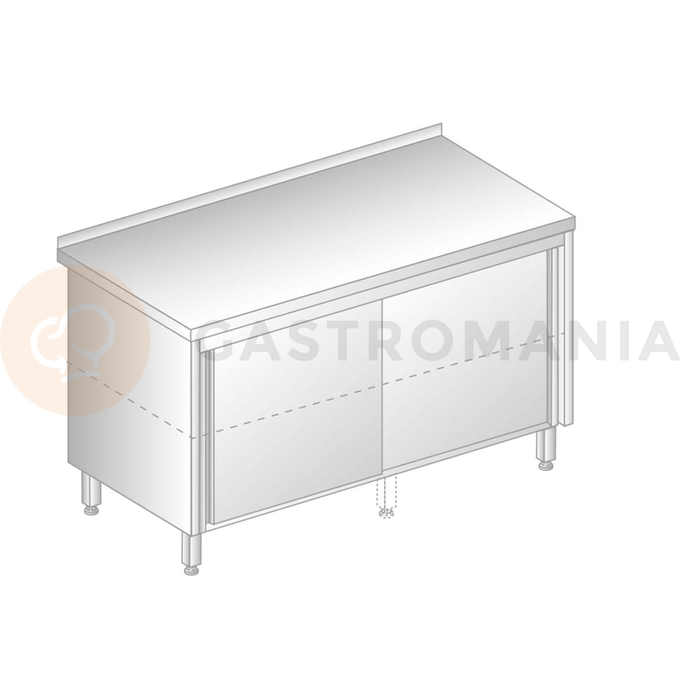 Stôl nástenný z nerezovej ocele s priechodnou skrinkou a posuvnými dverami 1000x700x850 mm | DORA METAL, DM-3118 P
