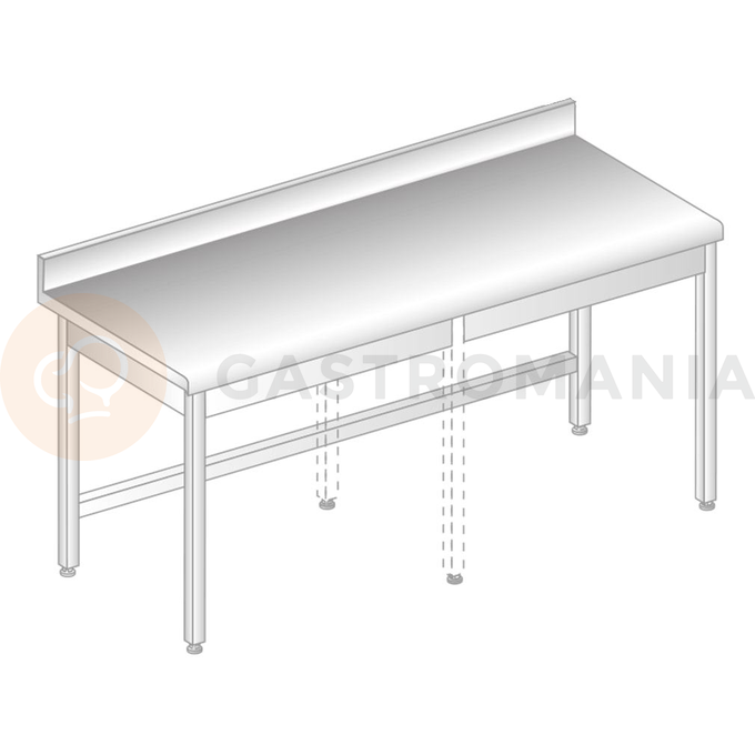 Stôl nástenný z nerezovej ocele so zadnou lištou a odkvapovou lištou 1000x700x850 mm | DORA METAL, DM-S-3100