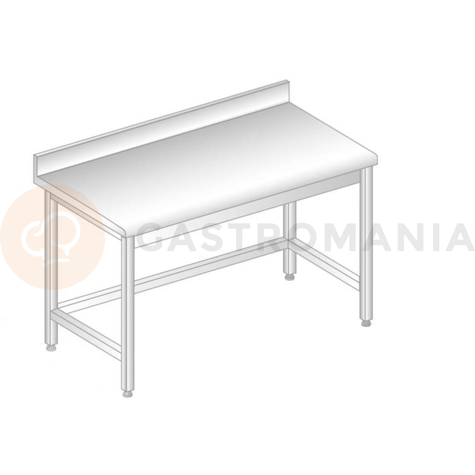 Stôl nástenný z nerezovej ocele so zadnou lištou a odkvapovou lištou 1200x700x850 mm | DORA METAL, DM-S-3101