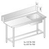 Stôl na nakladanie do umývačky riadu z nerezovej ocele s drezom 1800x760x850 mm | DORA METAL, DM-3247