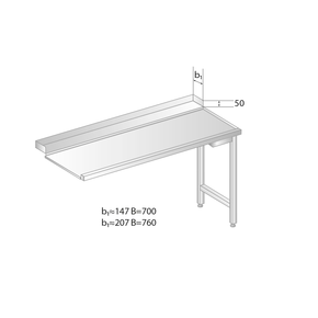 Vykladací stôl pre umývačky riadu z nerezovej ocele 1000x760x850 mm | DORA METAL, DM-3265