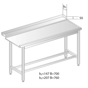 Vykladací stôl pre umývačky riadu z nerezovej ocele 1400x700x850 mm | DORA METAL, DM-3248