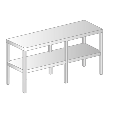 Nadstavba na stôl z nerezovej ocele, dvojitá 1530x300x600 mm | DORA METAL, DM-3139