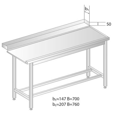Vykladací stôl pre umývačky riadu z nerezovej ocele 1000x700x850 mm | DORA METAL, DM-3248