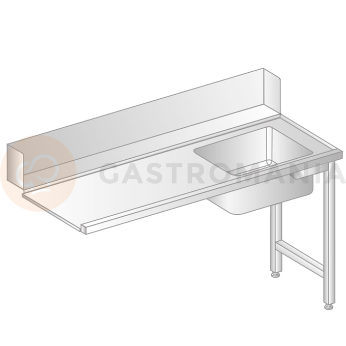 Stôl na nakladanie do umývačky riadu z nerezovej ocele s drezom 1000x700x850 mm | DORA METAL, DM-3266