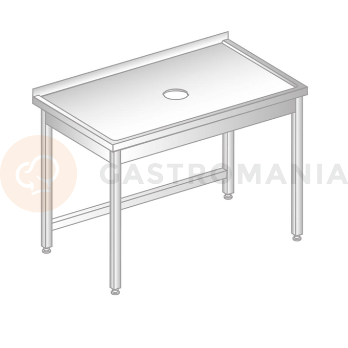 Stôl nástenný z nerezovej ocele s otvorom pre odpad 1100x600x850 mm | DORA METAL, DM-3228