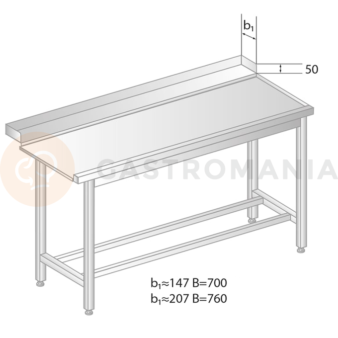 Vykladací stôl pre umývačky riadu z nerezovej ocele 1200x760x850 mm | DORA METAL, DM-3248