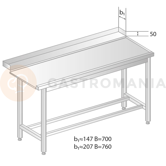 Vykladací stôl pre umývačky riadu z nerezovej ocele 1400x760x850 mm | DORA METAL, DM-3248