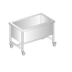 Stôl pojazdný z nerezovej ocele s jednokomorovou vaňou 800x600x850 mm, výš. komory = 300 mm | DORA METAL, DM-3240
