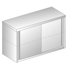Závesná skrinka priechodná nastaviteľná z nerezovej ocele s posuvnými dvierkami 800x400x600 mm | DORA METAL, DM-3316 P