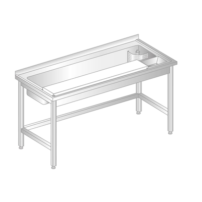 Stôl nástenný z nerezovej ocele na čistenie potravín 1200x600x850 mm | DORA METAL, DM-3237
