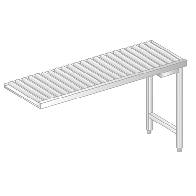 Vyklýdací valčekový stôl pre umývačky riadu z nerezovej ocele 600x634x850 mm | DORA METAL, DM-3277