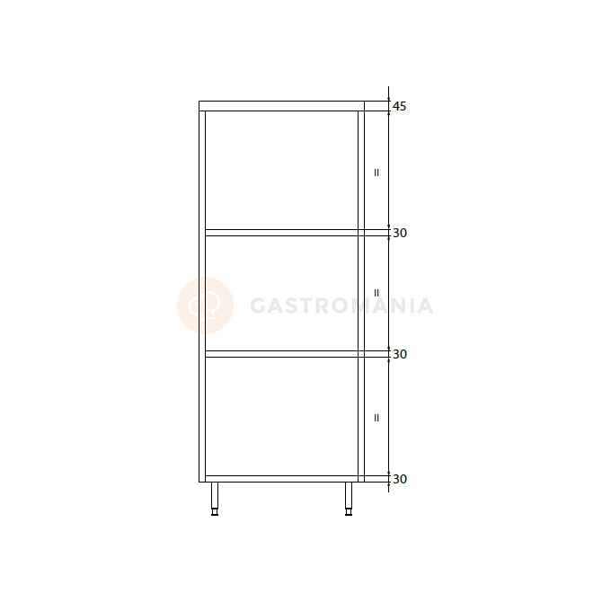 Dvojitá priechodná skriňa z nerezovej ocele s posuvnými dverami a policami 1200x500x1800 mm | DORA METAL, DM-3333.01