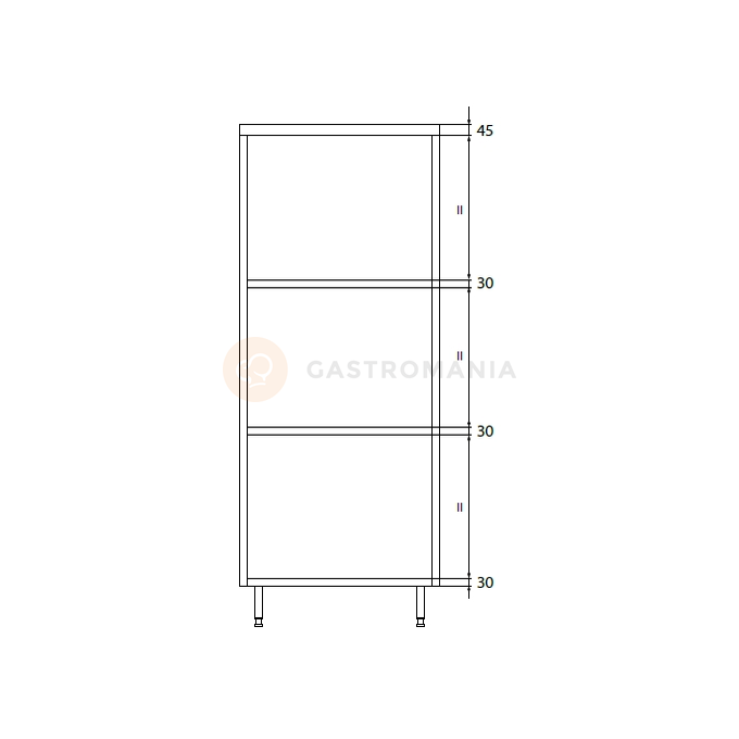 Dvojitá skladovacia skriňa z nerezovej ocele s policami 1200x500x1800 mm | DORA METAL, DM-3303.01