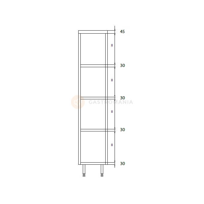 Skladovacia skriňa z nerezovej ocele s policami 400x600x2000 mm | DORA METAL, DM-3301.01