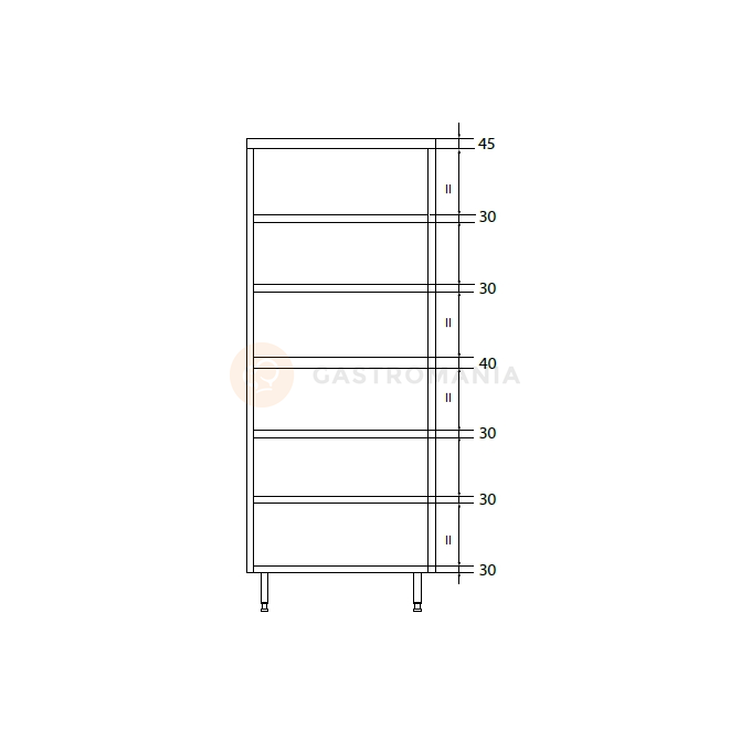 Skriňa priechodná dvojitá z nerezovej ocele s delenou komorou a policami 1200x500x2000 mm | DORA METAL, DM-3307.02