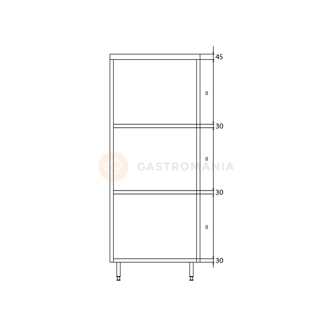 Skriňa priechodná dvojitá z nerezovej ocele s policami 1000x500x1800 mm | DORA METAL, DM-3334.01