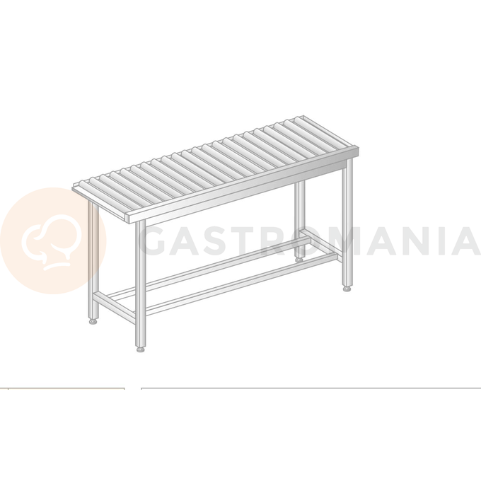 Vyklýdací valčekový stôl pre umývačky riadu z nerezovej ocele 700x634x850 mm | DORA METAL, DM-3278