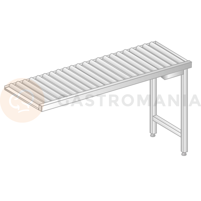 Vyklýdací valčekový stôl pre umývačky riadu z nerezovej ocele 800x634x850 mm | DORA METAL, DM-3277