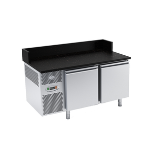 Chladiaci stôl na pizzu s agregátom, žulovou doskou a plnými dverami 1475x800x840/1000 mm | DORA METAL, DM-94051-BG