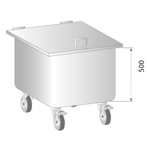 Pojazdný odpadkový koš z nerezovej ocele 50 l, 400x400x650 mm | DORA METAL, DM-3410