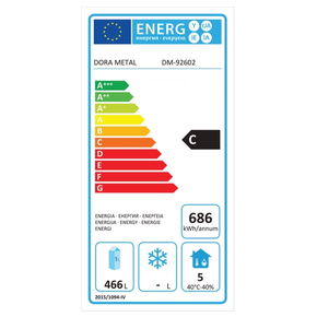Chladiaca skriňa z nerezovej ocele s presklenými dverami 610 l, 720x821x2050 mm | DORA METAL, DM-92602 Standard
