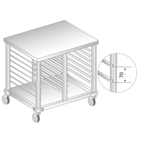 Vozík na prepravu nádob GN z nerezovej ocele 790x600x850 mm | DORA METAL, DM-3419