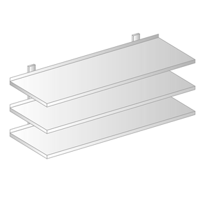 Závesná polica trojitá nastaviteľná z nerezovej ocele s rovným povrchom 900x300x1050 mm | DORA METAL, DM-3505