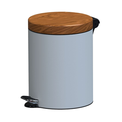Pedálový odpadkový kôš s dreveným vekom 5 l, 28x21 cm, biely/zlatý dub | ALDA, Freedom Fresh