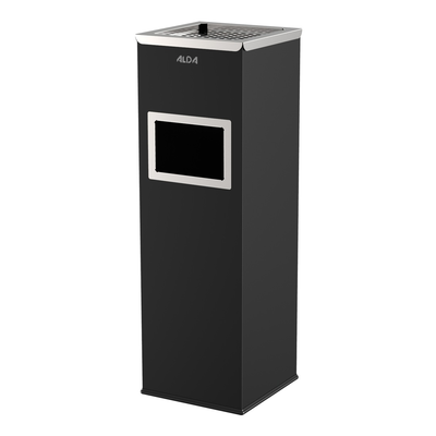 Popolnicový odpadkový koš 22 l, 69x22 cm, čierny/nerezová oceľ/leštená | ALDA, Mirage