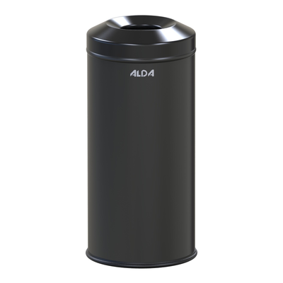 Protipožiarny odpadkový kôš so žiaruvzdorným vekom 12 l, 43x20 cm, čierny | ALDA, Fireguard