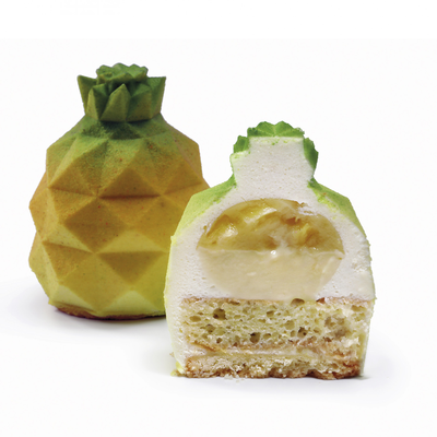 Silikónová forma na dezerty a monoporce, ananás, 4x 150 ml, 100x380x60 mm | DINARA KASKO, Pineapple