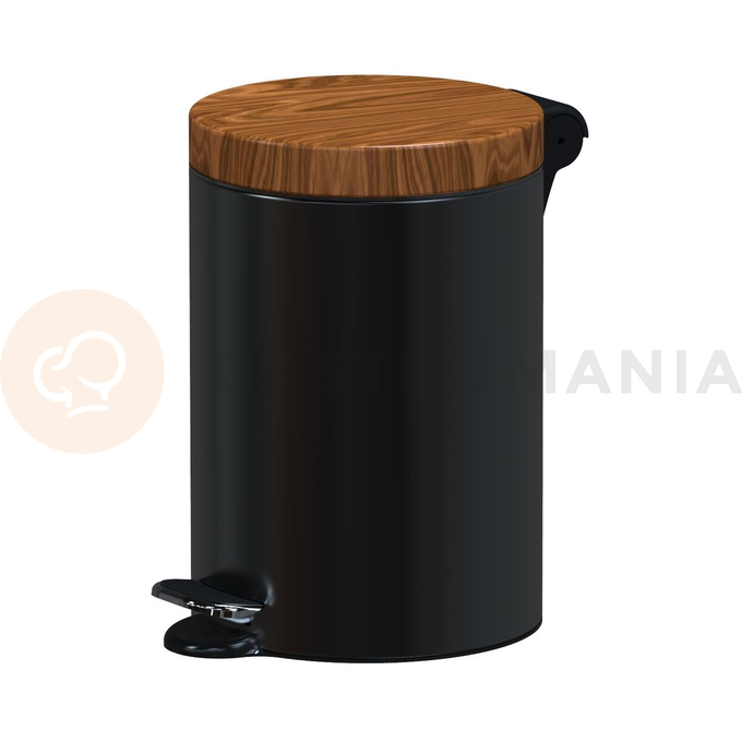 Pedálový odpadkový kôš s dreveným vekom 3 l, 26x17 cm, čierny/zlatý dub | ALDA, Freedom Fresh