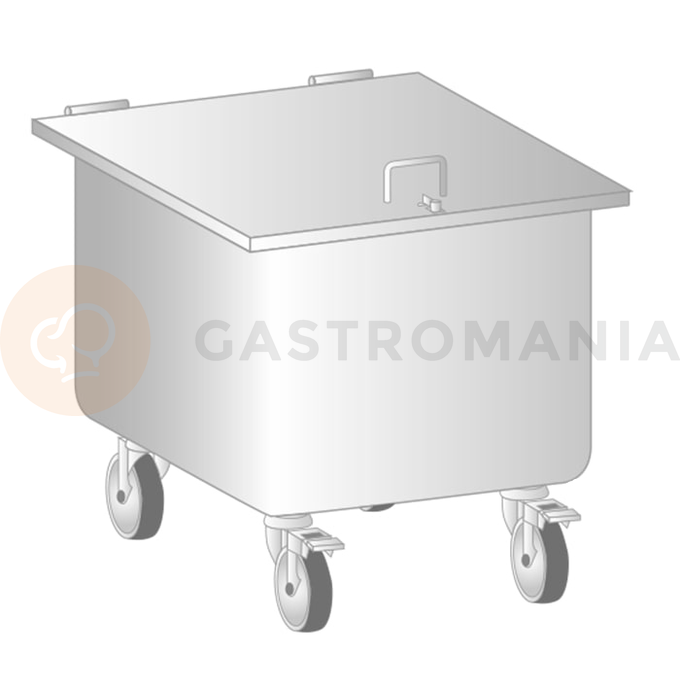 Pojazdný odpadkový koš z nerezovej ocele 50 l, 400x400x650 mm | DORA METAL, DM-3410