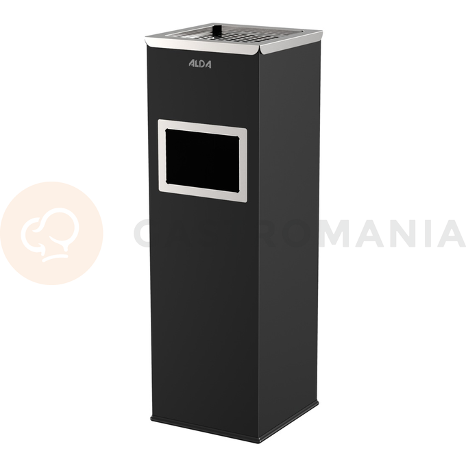 Popolnicový odpadkový koš 22 l, 69x22 cm, čierny/nerezová oceľ/leštená | ALDA, Mirage
