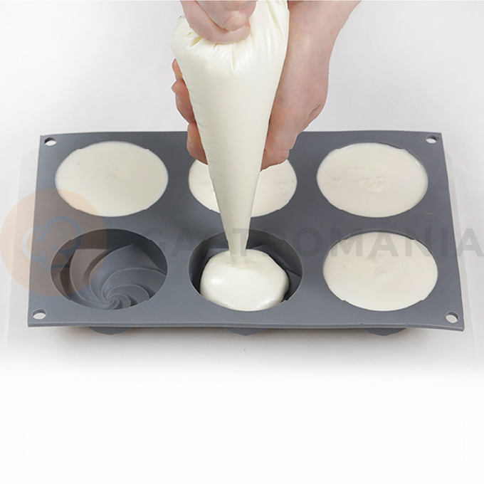 Silikónová forma na tvorenie tvorenie okrúhlych ozdôb na dekorovanie dezertov a tort, špirála, 6x 75 ml, 260x170x30 mm | DINARA KASKO, TART Small Spiral